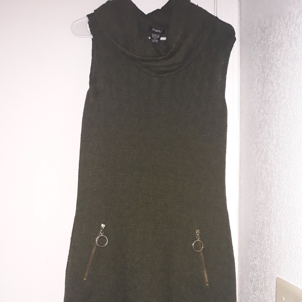 Vintage Inspired Knit Mini Dress S Dark Green